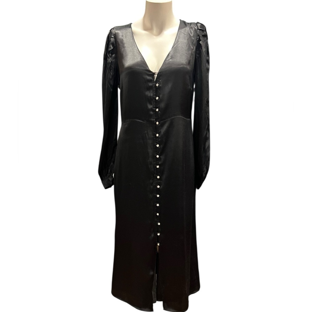 Anthropologie En Saison Elegant Black Button-Down Dress Size large